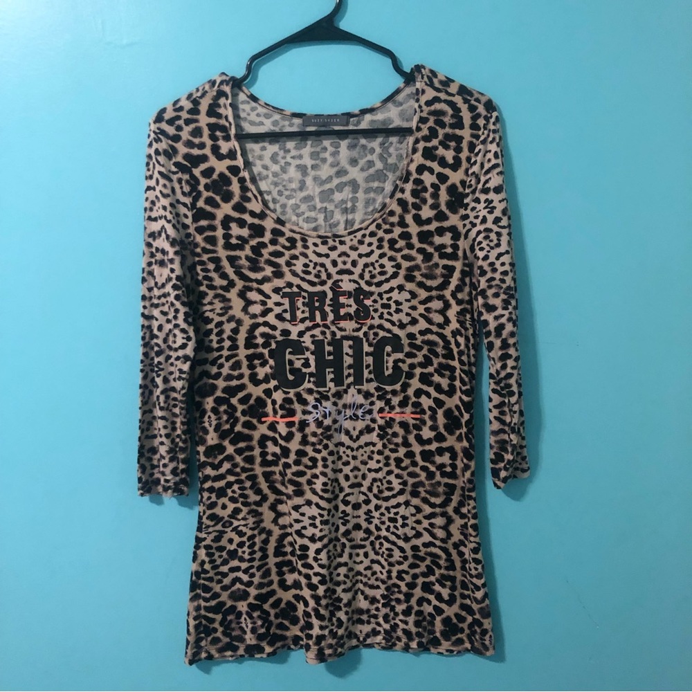 3/40$ Suzy Shier - Leopard Pattern 3/4 Sleeve